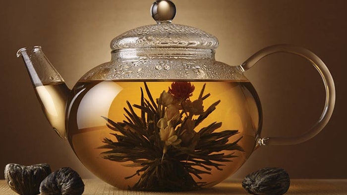 Tea in a glass teapot