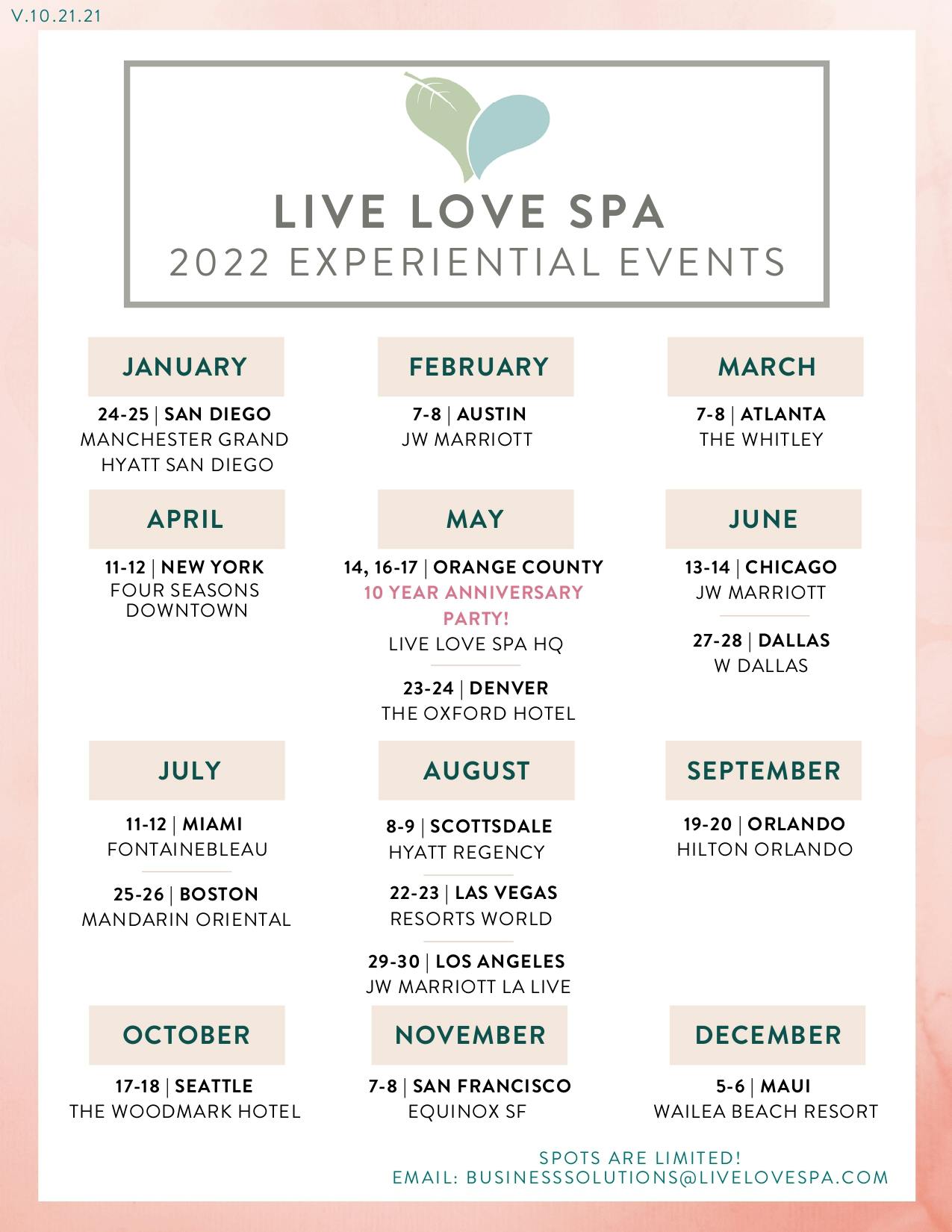 Orange County Events Calendar 2022 Live Love Spa 2022 Events Calendar Released | Wellspa 360