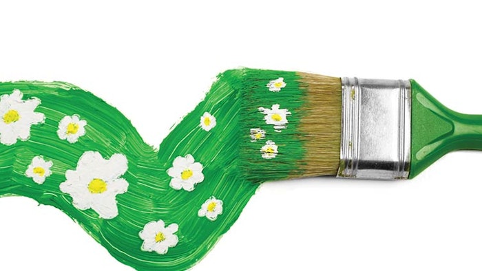 Paintbrush painting flowers