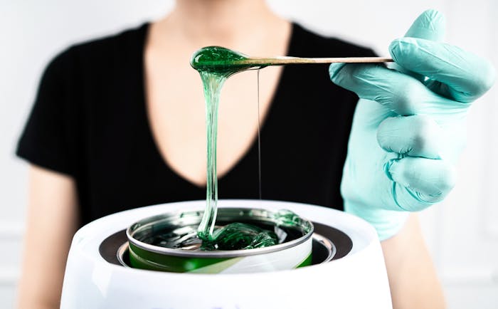 preparation of green wax for hair removal service