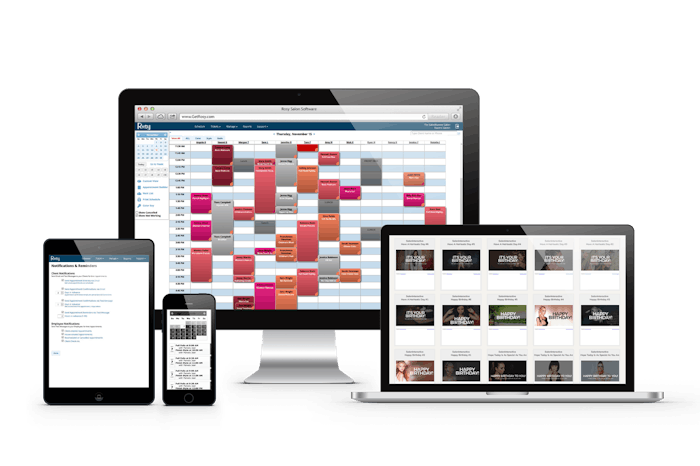 Rosy Salon Software scheduling on mobile, desktop and more
