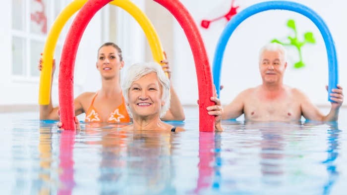 group water therapy fitness class in pool