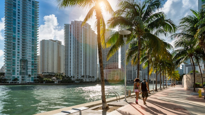 Downtown Miami, People Walking along Miami River